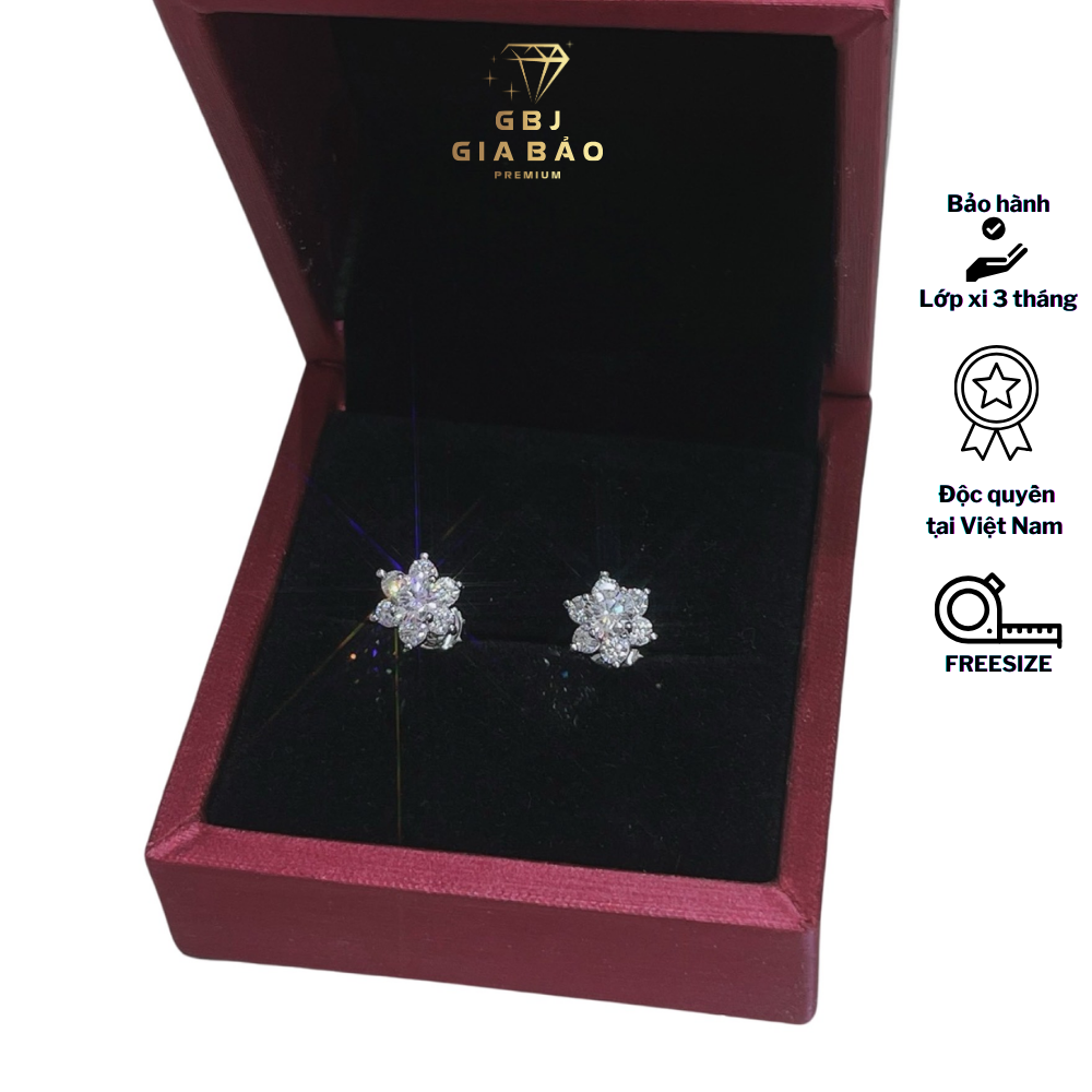 Bông Tai Hoa Tuyết Chuẩn Bạc 925 - GBJ47712 - Gia Bảo Jewelry (Có Xi Kim)