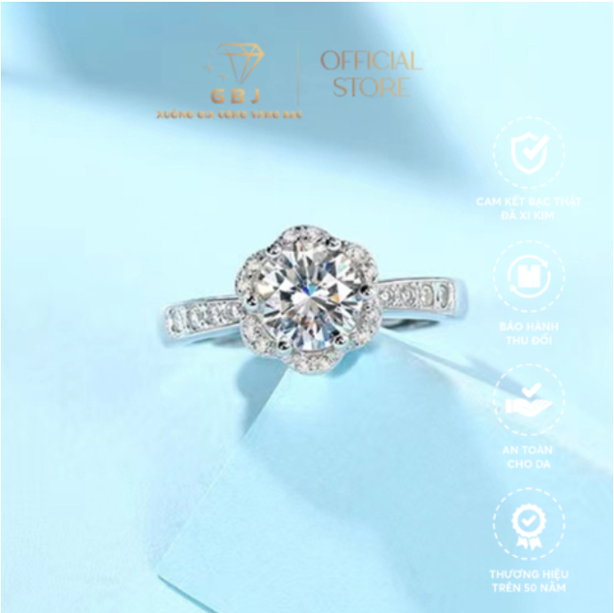 Nhẫn Nữ Hoa 6 Cánh NU06 (Freesize) Chuẩn Bạc 925 - GBJ47509 - Gia Bảo Jewelry (Có Xi Kim)