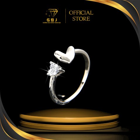 Nhẫn 2 Trái Tim Đính Đá Chuẩn Bạc 925 - GBJ49489 - Gia Bảo Jewelry (Có Xi Kim)