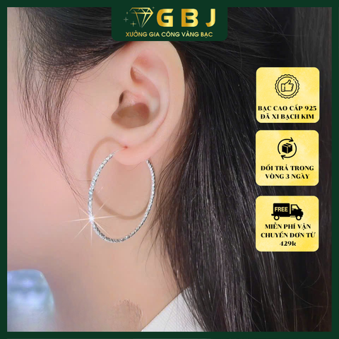 Hoa Tai Bạc Khoen Tròn 04 ( X.I K.I.M ) ( Chốt bấm ),Thiết Kế Thanh Lịch, Xinh Xắn, Dành Cho Nữ - GBJ56915