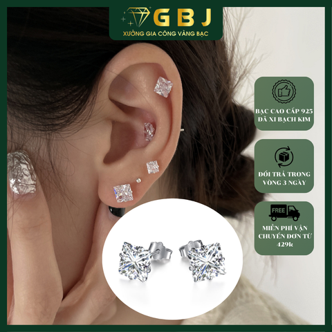 Combo 2 đôi hoa tai Vuông 6Li - GBJ49586  - Gia Bảo Jewelry