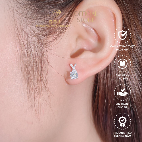 Bông Tai Chữ X (Chốt Đẩy) Chuẩn Bạc 925 - GBJ45243 - Gia Bảo Jewelry (Có Xi Kim)