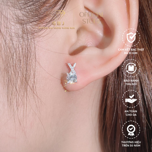 Bông Tai Chữ X (Chốt Đẩy) Chuẩn Bạc 925 - GBJ45243 - Gia Bảo Jewelry (Có Xi Kim)