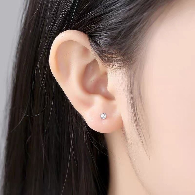 Bông Tai Bạc Nụ 4 Chấu Cao Cấp Chuẩn Bạc 925 - Gia Bảo Jewelry