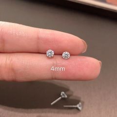 Bông Tai Bạc Nụ 4 Chấu Cao Cấp Chuẩn Bạc 925 - Gia Bảo Jewelry