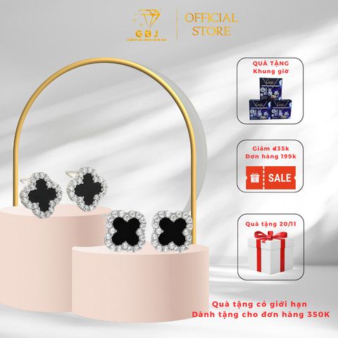 Combo Lắc Tay Hoa LM 4 Cánh + Nhẫn 6 Ngôi Sao Đính Đá + Bông Tai Hoa 4 Cánh Viền Đá Chuẩn Bạc 925 - GBJ48688+GBJ48179+GBJ46580 - Gia Bảo Jewelry