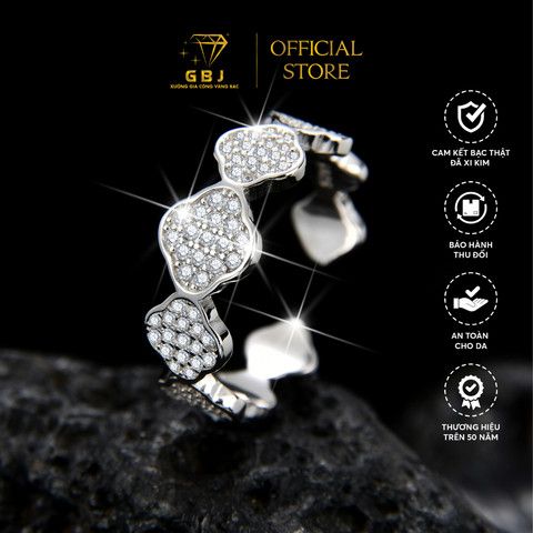 Combo Lắc Tay Hoa LM 4 Cánh + Nhẫn 6 Ngôi Sao Đính Đá + Bông Tai Hoa 4 Cánh Viền Đá Chuẩn Bạc 925 - GBJ48688+GBJ48179+GBJ46580 - Gia Bảo Jewelry