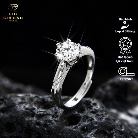 Combo Dây Chuyền Mặt Tròn Đá Moissanite + Nhẫn Bạc Đính Đá Cao Cấp Chuẩn Bạc 925 - GBJ47513 + GBJ47519 - Gia Bảo Jewelry