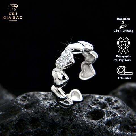 Combo Dây Chuyền LM Hình Tim + Nhẫn Full Tim Chuẩn Bạc 925 - GBJ48643+GBJ47846 - Gia Bảo Jewelry