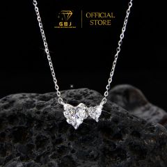 Combo Dây Chuyền LM + Nhẫn Nữ Hình Tim Đôi 3 Chấu Chuẩn Bạc 925 - GBJ48678+GBJ47507 - Gia Bảo Jewelry