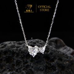 Combo Dây Chuyền Tim Đôi 3 Chấu + Bông Tai Trái Tim Cao Cấp Chuẩn Bạc 925 - GBJ48678 + GBJ44148 - Gia Bảo Jewelry