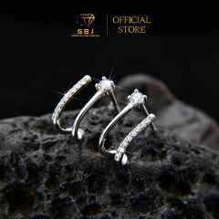 Combo Nhẫn Đinh Đính Đá + Bông Tai Kẹp Vành Phong Cách Chuẩn Bạc 925 - GBJ48684-48710 - Gia Bảo Jewelry