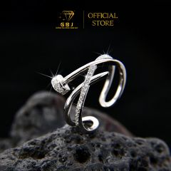 Combo Nhẫn Đinh Đính Đá + Bông Tai Kẹp Vành Phong Cách Chuẩn Bạc 925 - GBJ48684-48710 - Gia Bảo Jewelry