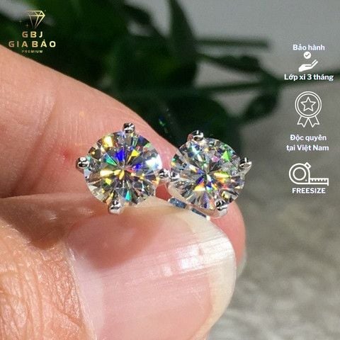 Combo Dây Mặt Tròn 6li5 Đá Moissanite + Bông Tai 4 Chấu Vỏ Xoàn 6li Đá Moissanite Chuẩn Bạc 925 - GBJ47518-M - GBJ47240-M - Gia Bảo Jewelry