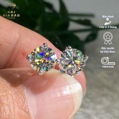 Combo Dây Mặt Tròn 6li5 Đá Moissanite + Bông Tai 4 Chấu Vỏ Xoàn 6li Đá Moissanite Chuẩn Bạc 925 - GBJ47518-M - GBJ47240-M - Gia Bảo Jewelry