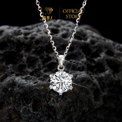 Combo Dây Mặt Tròn 8li Đá Moissanite + Bông Tai 4 Chấu Vỏ Xoàn 8li Đá Moissanite Chuẩn Bạc 925 - GBJ47519-M - GBJ47237-M - Gia Bảo Jewelry
