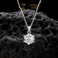 Combo Dây Mặt Tròn 6li5 Đá Moissanite + Bông Tai 4 Chấu Vỏ Xoàn 6li Đá Moissanite Chuẩn Bạc 925 - GBJ47518-M - GBJ47240-M - Gia Bảo Jewelry