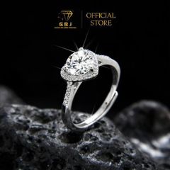 Nhẫn Nữ Tim Viền Đá Chuẩn Bạc 925  - GBJ49416 - Gia Bảo Jewelry (Có Xi Kim)