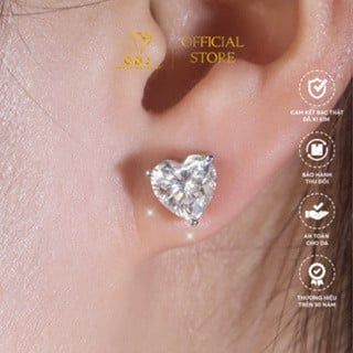 Combo Dây Chuyền Tim Đôi 3 Chấu + Bông Tai Trái Tim Cao Cấp Chuẩn Bạc 925 - GBJ48678 + GBJ44148 - Gia Bảo Jewelry