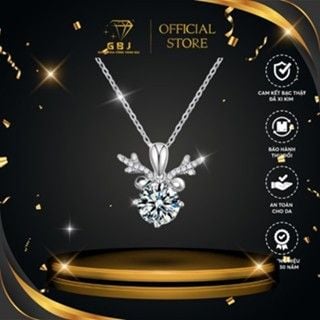 Combo Dây Chuyền + Bông Tai Tuần Lộc (Bông 5li Đá Moissanite ) Chuẩn Bạc 925 - GBJ48383-48169 + GBJ46325 - Gia Bảo Jewelry