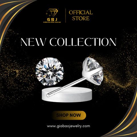 Combo Dây Mặt Tròn 8li Đá Moissanite + Bông Tai 4 Chấu Vỏ Xoàn 8li Đá Moissanite Chuẩn Bạc 925 - GBJ47519-M - GBJ47237-M - Gia Bảo Jewelry