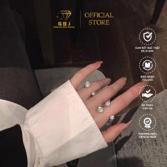 Combo Dây Mặt Tròn 8li Đá Moissanite + Bông Tai 4 Chấu Vỏ Xoàn 8li Đá Moissanite Chuẩn Bạc 925 - GBJ47519-M - GBJ47237-M - Gia Bảo Jewelry