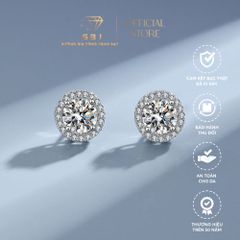 Combo Dây Chuyền Mặt Tròn 4 Chấu Cách Điệu + Bông Tai Viền Tròn + Nhẫn 4 Chấu Viền Đá 02 Chuẩn Bạc 925 - GBJ48751 + GBJ50569 + GBJ48696 - Gia Bảo Jewelry