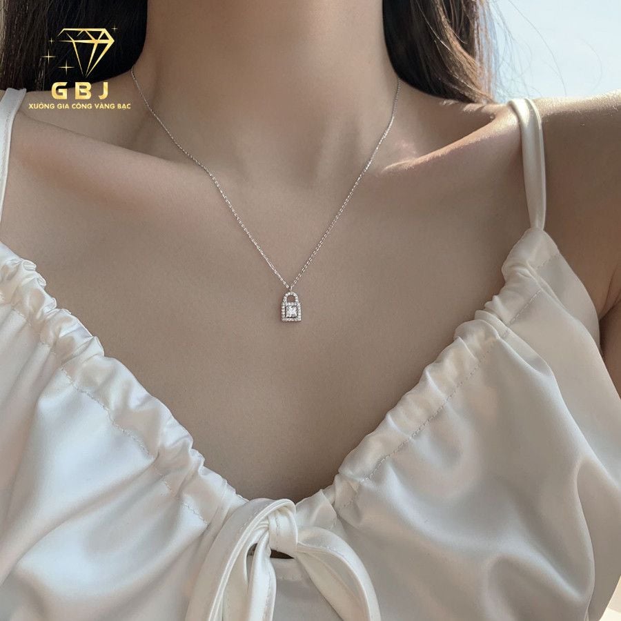 Dây Chuyền LM Ổ Khoá 7li CZ (4T4) X.K - GBJ52192 - Gia Bảo Jewelry (Có Xi Kim)