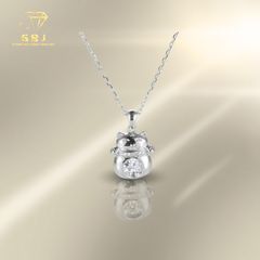 Dây Chuyền LM Mèo Viền Đ.á X.K (4T4) -GBJ52205 - Gia Bảo Jewelry (Có Xi Kim)