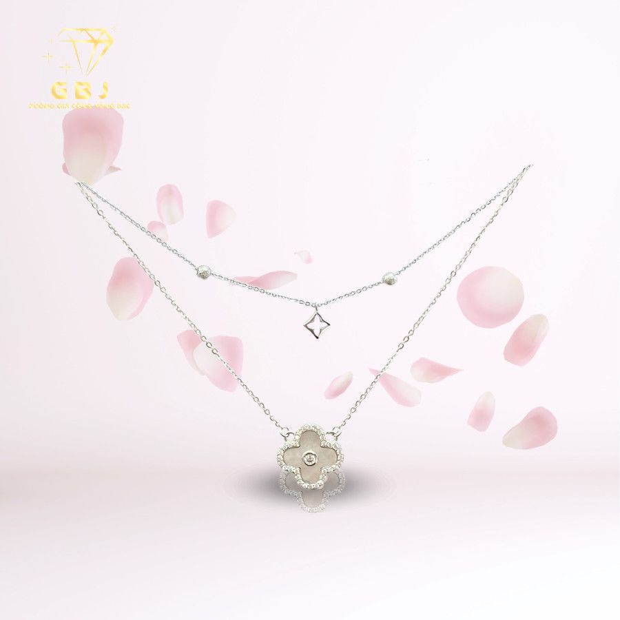 Dây Chuyền LM 4 Cánh Viền Đ.á X.K (4T5) - GBJ52201 - Gia Bảo Jewelry