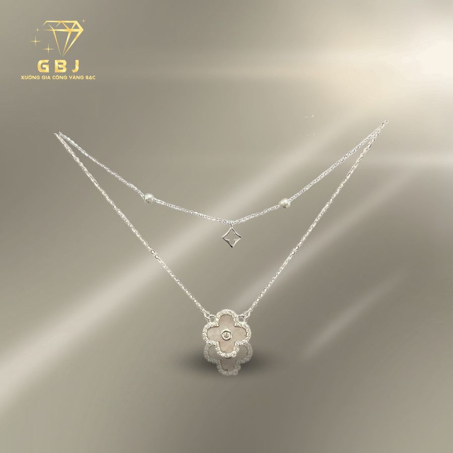 Dây Chuyền LM 4 Cánh Viền Đ.á X.K (4T5) - GBJ52201 - Gia Bảo Jewelry
