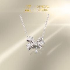 Dây Chuyền Nữ LM Nơ Viền Đá X.K 4T5 -GBJ52313- Gia Bảo Jewelry (Có Xi Kim)