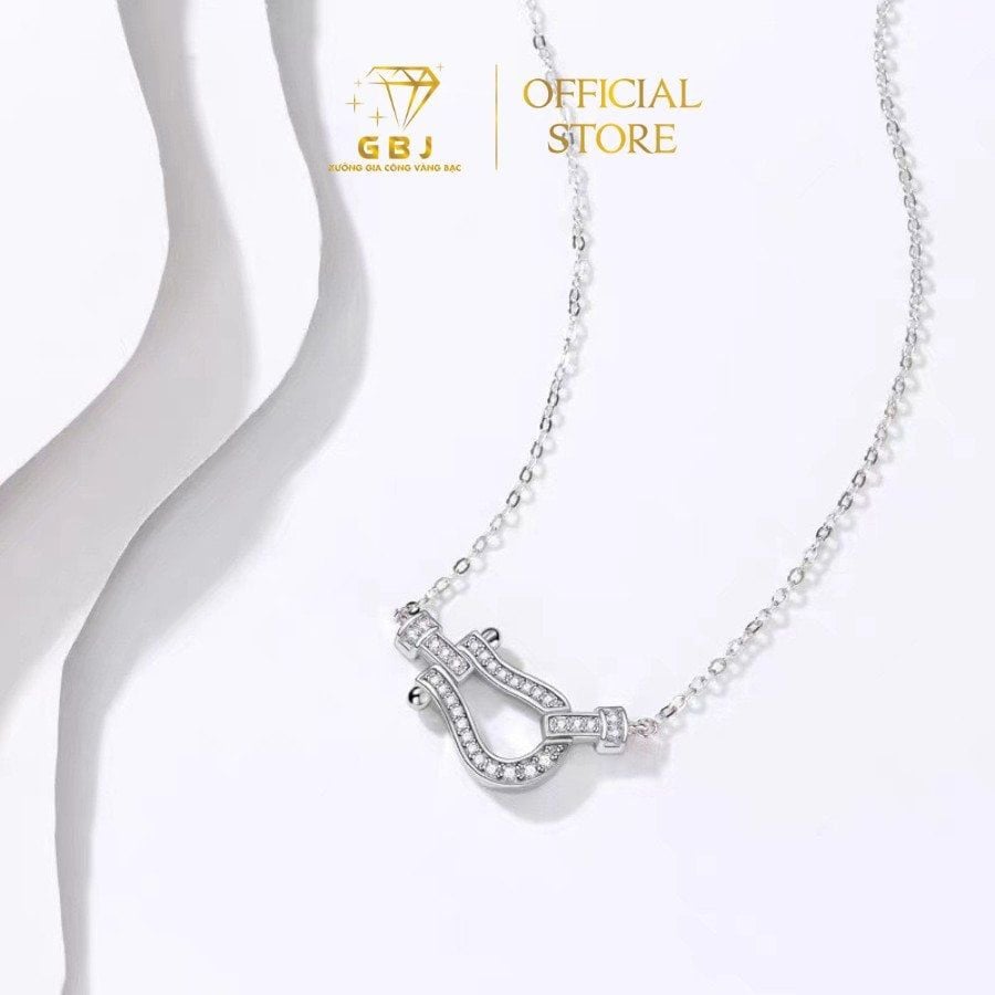 Dây Chuyền Khoá Kiểu Viền Đ.á LM X.i K.i.m - GBJ52314 - Gia Bảo Jewelry (Có Xi Kim)
