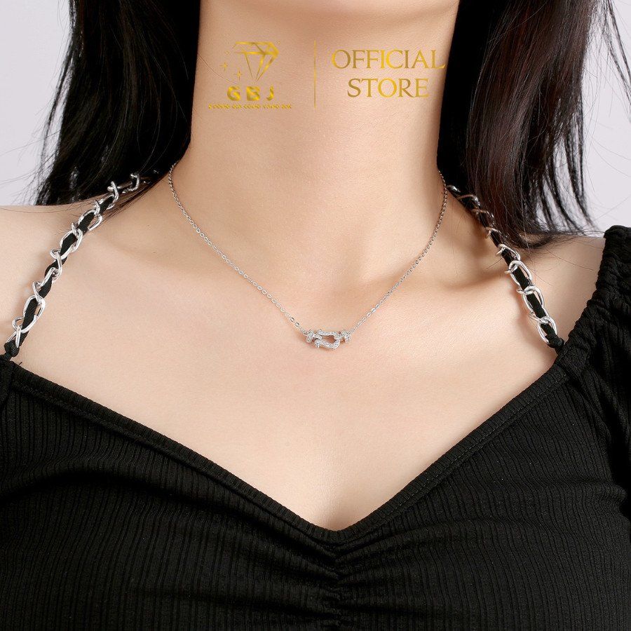 Dây Chuyền Khoá Kiểu Viền Đ.á LM X.i K.i.m - GBJ52314 - Gia Bảo Jewelry (Có Xi Kim)