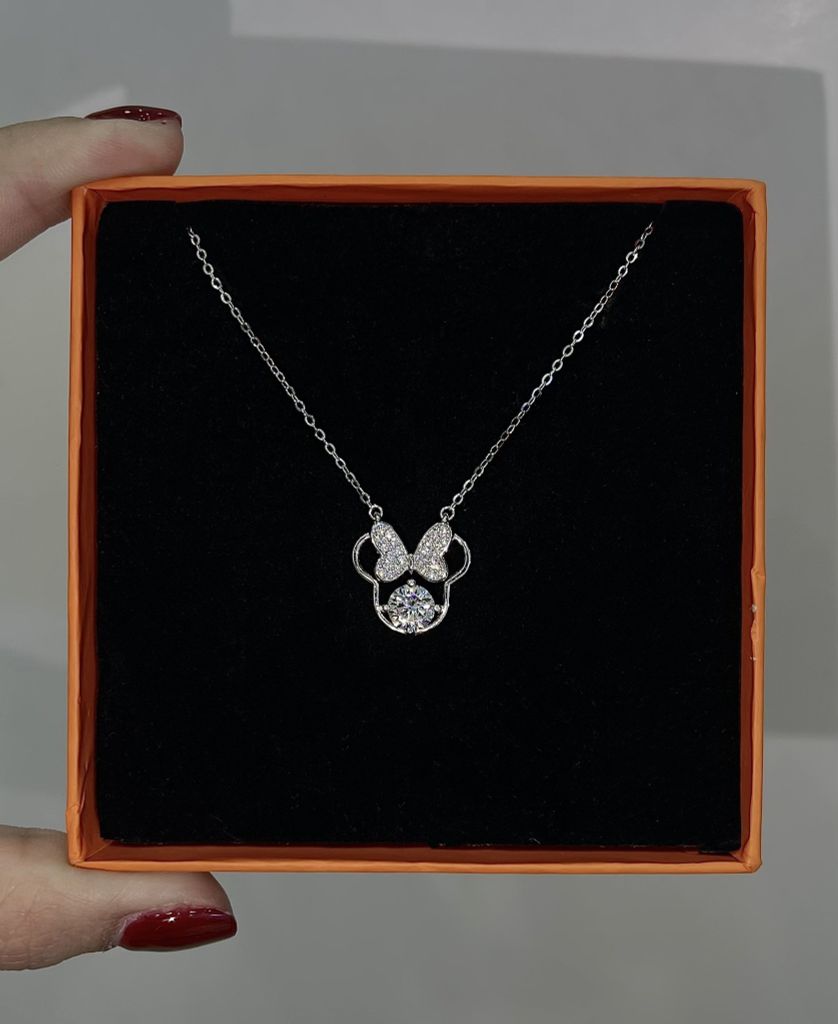 Dây Chuyền Bạc Mặt Chuột Đính Nơ M.O.I 6li- GBJ53345- Gia Bảo Jewelry