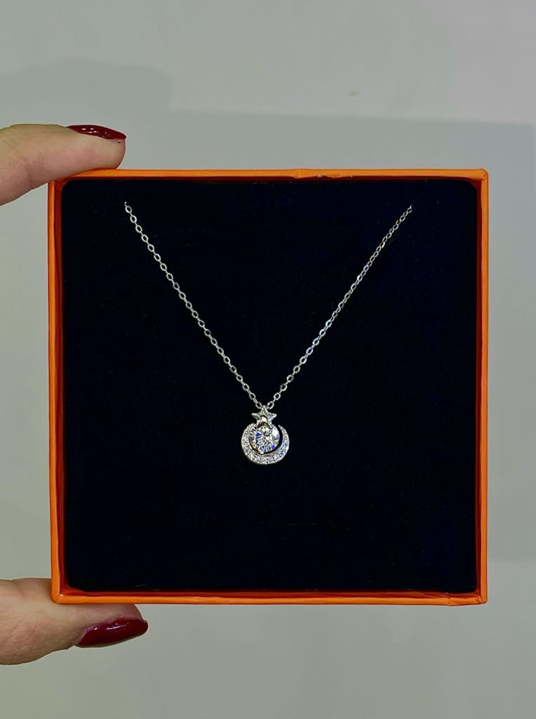 Dây Chuyền Bạc Ngôi Sao Mặt Trăng Lấp Lánh M.O.I 6li - GBJ53347 - Gia Bảo Jewelry