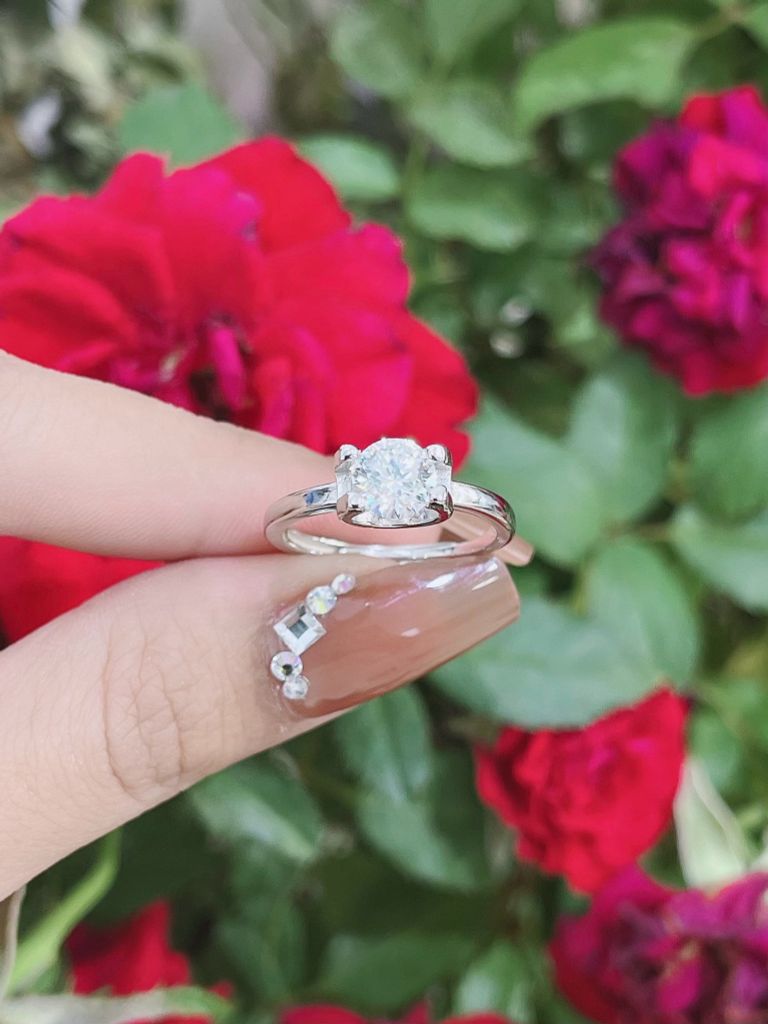 Nhẫn Bạc Nữ 4 Chấu Chữ U Đơn Giản Đá MOIS 6LI (freesize) - GBJ54141 - Gia Bảo Jewelry (Có Xi Kim)