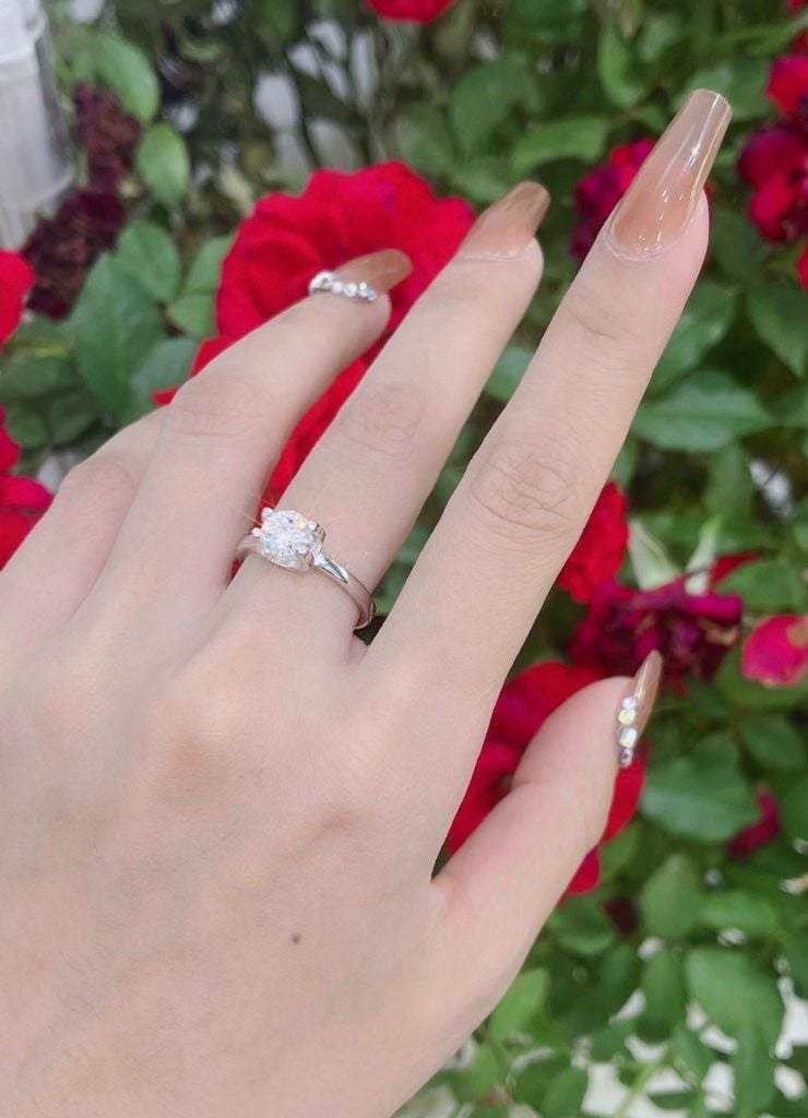 Nhẫn Bạc Nữ 4 Chấu Chữ U Đơn Giản Đá MOIS 6LI (freesize) - GBJ54141 - Gia Bảo Jewelry (Có Xi Kim)