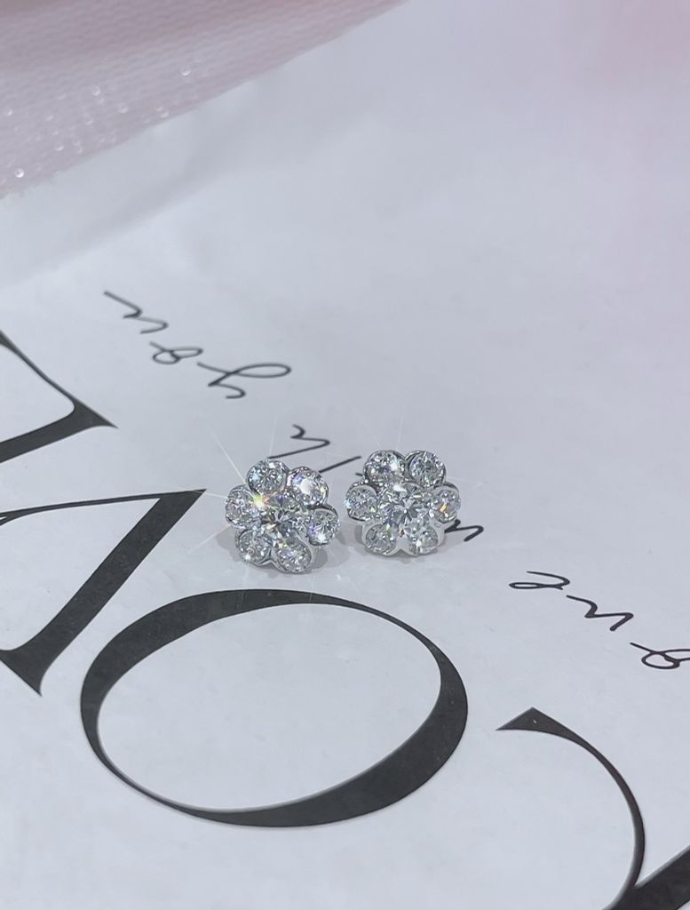Hoa Tai Bạc Hình Hoa 6 Cánh (X.K) Viên Chủ 4Li5 - GBJ53594 - Gia Bảo Jewelry (Có Xi Kim)