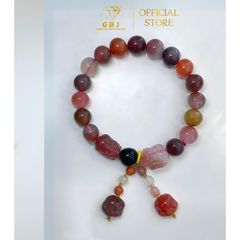 Vòng Tay Chuỗi CT Nam Hồng Mix Charm Hồ Ly 10Li Thiết Kế Sang Trọng -GBJ56062 - Gia Bảo Jewelry