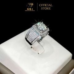 Nhẫn Bạc Nam Tính 008 Viên Chủ Moissanite 7Li2 (Freesize) Thiết Kế Sang Trọng, Mạnh Mẽ, Dành Cho Nam - Gia Bao Jewelry - GBJ56369