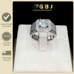 Nhẫn Bạc Nam Tính 008 Viên Chủ Moissanite 7Li2 (Freesize) Thiết Kế Sang Trọng, Mạnh Mẽ, Dành Cho Nam - Gia Bao Jewelry - GBJ56369