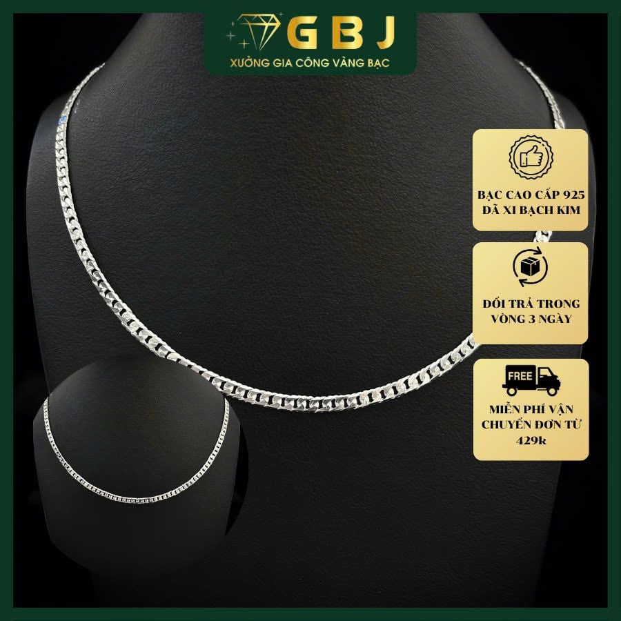 Dây Chuyền Bạc (2c7 4T4 - 5c 5T1) Mắc Xích Thời Trang (KHÔNG XI),  Phong Cách Dành Cho Nam - GiaBao Jewelry - GBJ29876 +GBJ30668