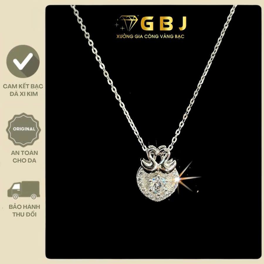Dây Chuyền Bạc Mặt Thiên Nga Tim (4T1) Viên Chủ Moissanite 4Li5 (XI KIM) Thiết Kế Đơn Giản, Xinh Xắn, Dễ thương, Ngọt Ngào, Dành Cho Nữ - GBJ52436 - Gia Bảo Jewelry