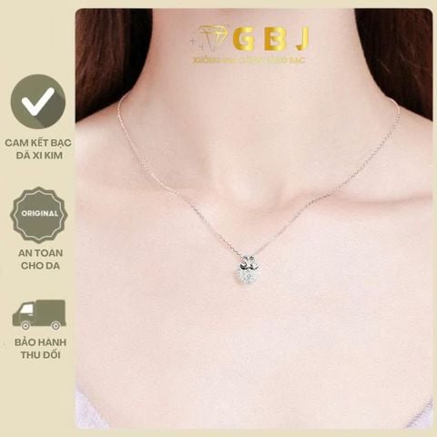 Dây Chuyền Bạc Mặt Thiên Nga Tim (4T1) Viên Chủ Moissanite 4Li5 (XI KIM) Thiết Kế Đơn Giản, Xinh Xắn, Dễ thương, Ngọt Ngào, Dành Cho Nữ - GBJ52436 - Gia Bảo Jewelry