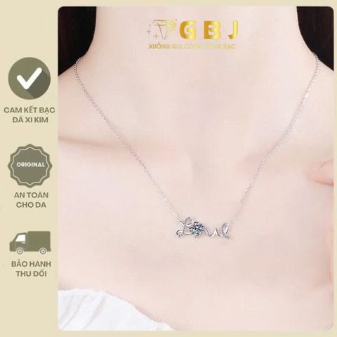 Dây Chuyền Bạc Hình Chữ LOVE Tình Yêu Viên Chủ Moissanite 5Li (4T2) XI KIM Thiết Kế Ngọt Ngào, Trẻ Trung, Dành Cho Nữ - GBJ55261 - Gia Bảo Jewelry