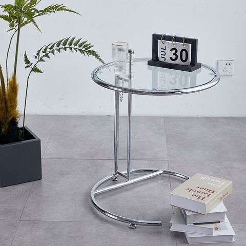  Bàn trà tròn kính trong suốt decor 