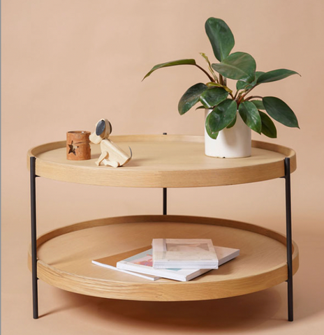  Bàn trà gỗ tròn Humla 2 tầng 