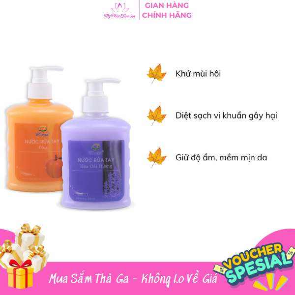 [WLEZA] Nước rửa tay Diệt khuẩn, Khử mùi, Giữ ẩm tay - Trà Xanh