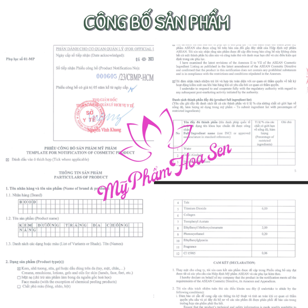 [BOOD - DÒNG VIP] Kem Dưỡng trắng da, Chống nắng